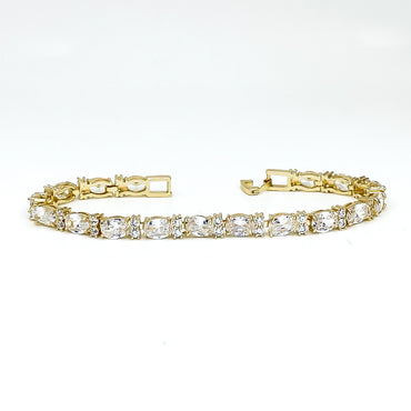 Melanie 7mm Oval CZ GoldTennis Bracelet