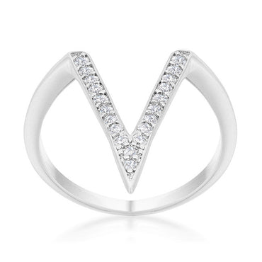 Michelle Delicate V-Shape  Fashion Cocktail Ring | 0.5ct | Cubic Zirconia | Silver - Beloved Sparkles