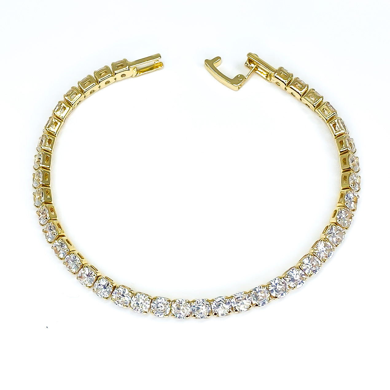 Micole 4mm Round CZ  Gold Tennis Bracelet – 7in