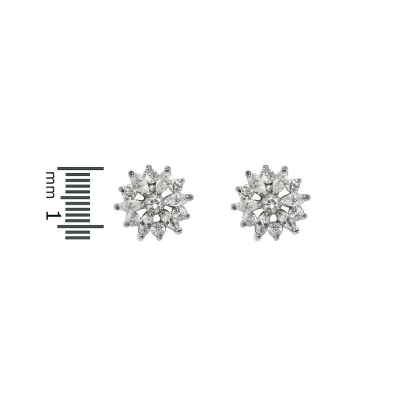 Natsu Marquise Flower Cluster CZ Stud Earrings