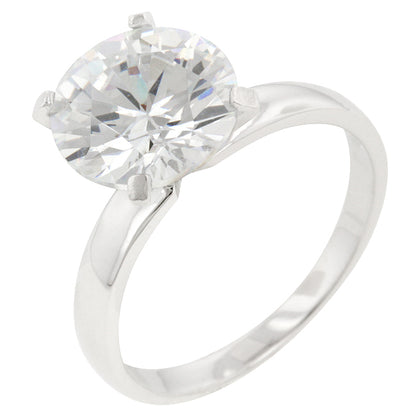 Odelia Timeless 10mm Round Solitaire Engagement Ring | 3.5ct | Sterling Silver