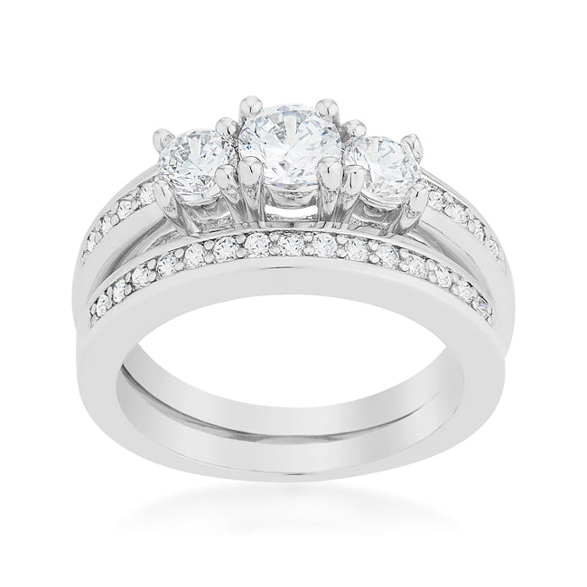 Raquel Three Round CZ Engagement Ring Set | 2.2ct