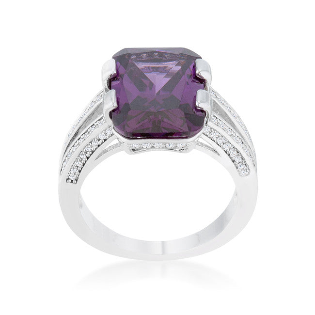 Rema Amethyst Purple Emerald Statement Cocktail Ring | 8.6 Carat | Cubic Zirconia - Beloved Sparkles
 - 2