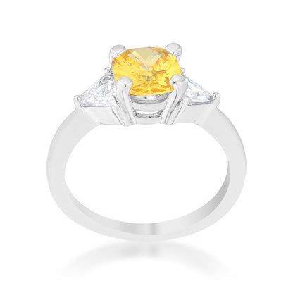 Shonda Three Stone Canary Yellow Ring | 2.8ct