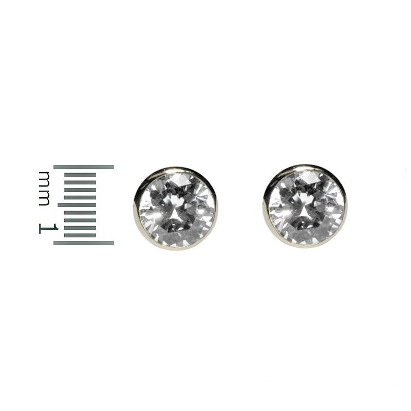 Simica Round Cut Bezel Stud Earrings – 10mm | 3ct