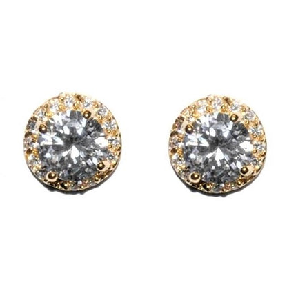 Starla 8mm Clear Round Halo Stud Earrings | 3.5ct