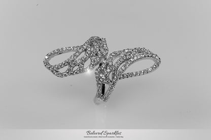 Rinada Micro Pave Angel  Wings 4 Carat Fashion Ring | 1.5ct | Cubic Zirconia | Silver