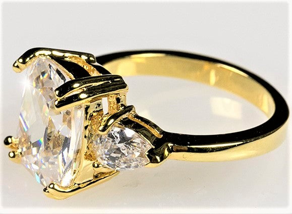 Aurora 11x9mm Radiant CZ Three Stone Engagement Ring | 5ct | 6ct