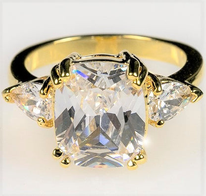 Aurora 11x9mm Radiant CZ Three Stone Engagement Ring | 5ct | 6ct