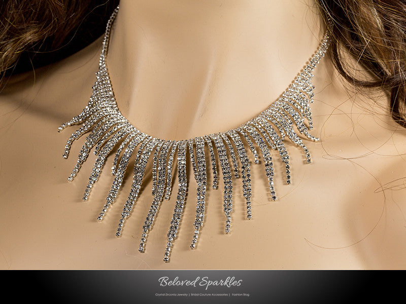 Jalila Draping Cluster Bib Necklace Set | Rhinestone - Beloved Sparkles