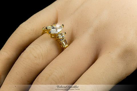 Burke Marquise Three Stone Engagement Ring | 2.5ct | 18k Gold