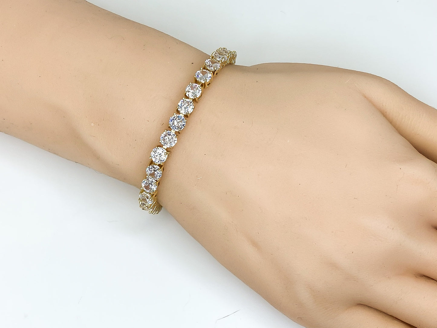 Carla 5mm Round CZ Gold Tennis Bracelet