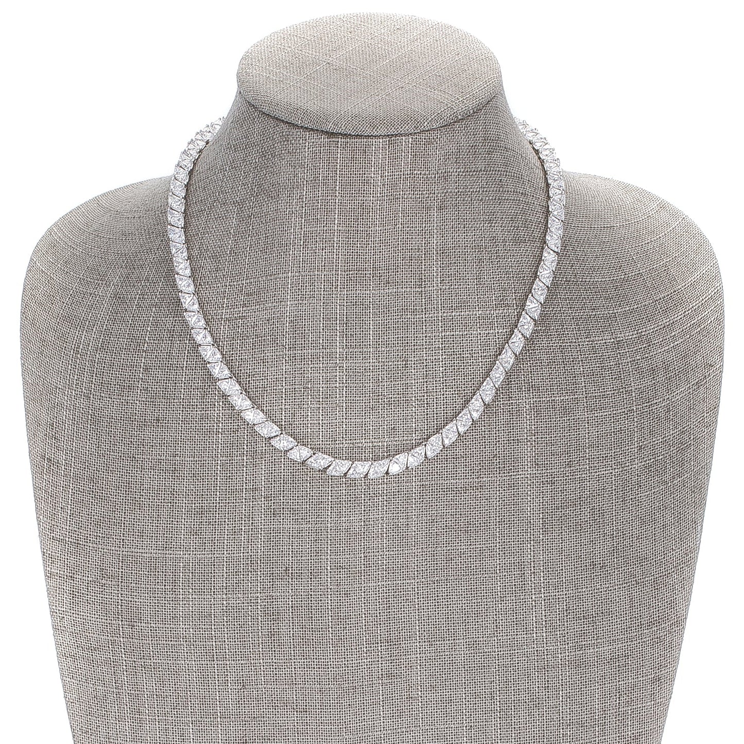 Freya Trillion Cut Silver Tennis Necklace | 60ct