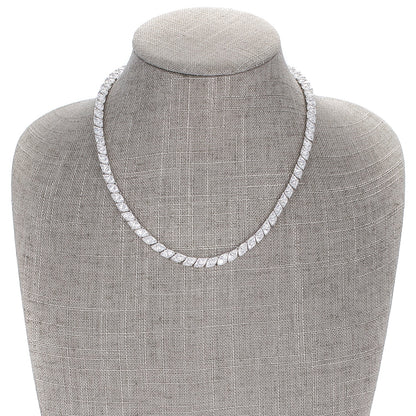 Freya Trillion Cut Silver Tennis Necklace | 60ct