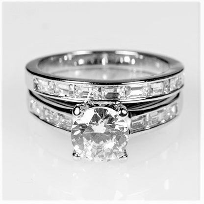 Mary 1.5ct Round CZ Engagement Ring Set | 2.8ct