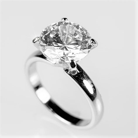 Odelia Timeless 10mm Round Solitaire Engagement Ring | 3.5ct | Sterling Silver