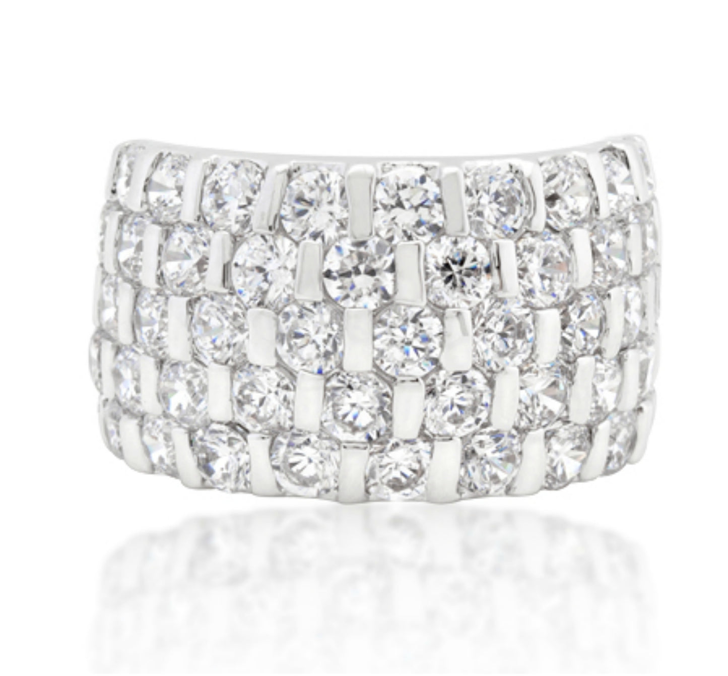 Shelby Channel Set Round CZ Band Ring | 8ct