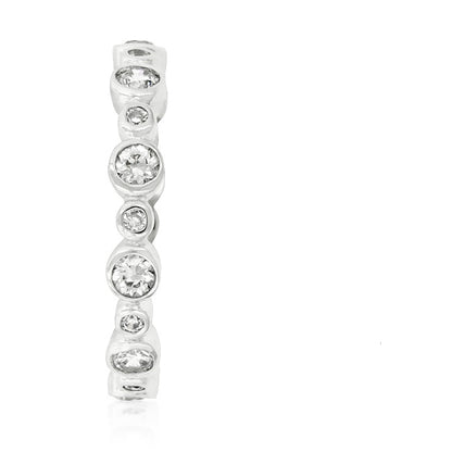 Tamesha Alternating Bezel CZ Silvertone Eternity Ring | 3ct