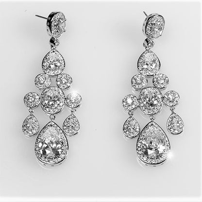 Ariana Clear Cluster Chandelier Earrings | 2.8in