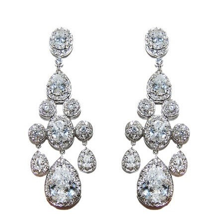 Ariana Clear Cluster Chandelier Earrings | 2.8in