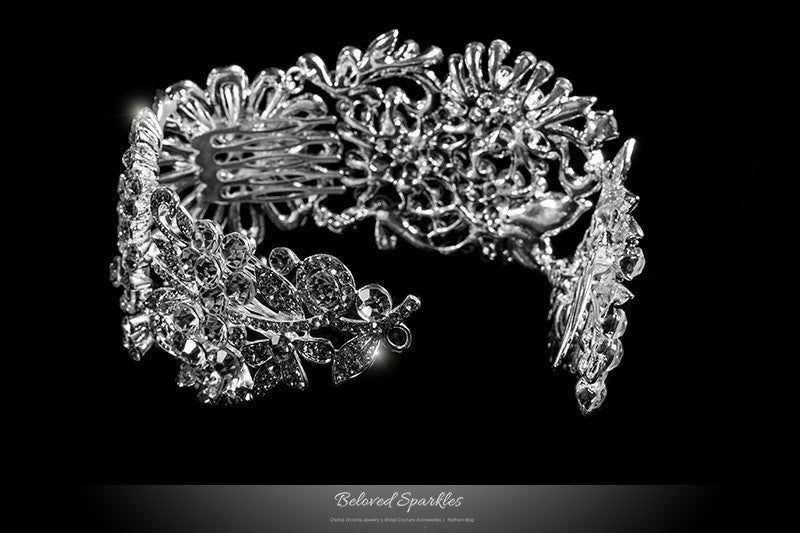 Faye Flower Draping Hair Comb | Crystal - Beloved Sparkles