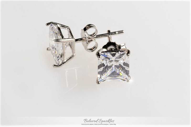 Halen Princess Cut Stud Earrings  – 6mm  | 1.25 ct | Sterling Silver