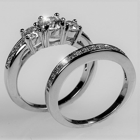 Raquel Three Round CZ Engagement Ring Set | 2.2ct