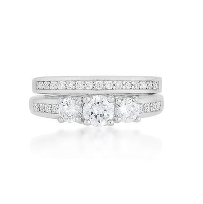 Raquel Three Round CZ Engagement Ring Set | 2.2ct