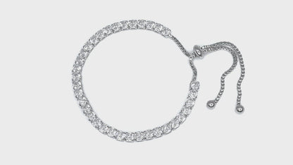 Beth Round CZ Silver Tennis Slider Bracelet | 10ct