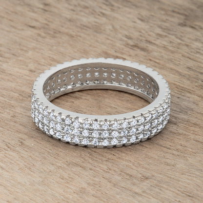 Chare CZ Cluster Eternity Silver Band Ring | 3.5ct