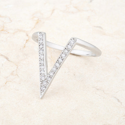 Michelle Delicate V-Shape  Fashion Cocktail Ring | 0.5ct | Cubic Zirconia | Silver - Beloved Sparkles