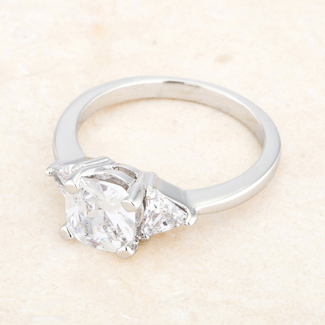 Shonda Three Stone Clear Cushion Cut Engagement Ring | 1.8ct