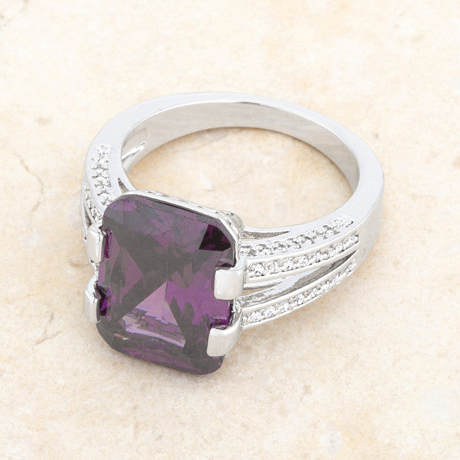 Rema Amethyst Purple Emerald Statement Cocktail Ring | 9ct