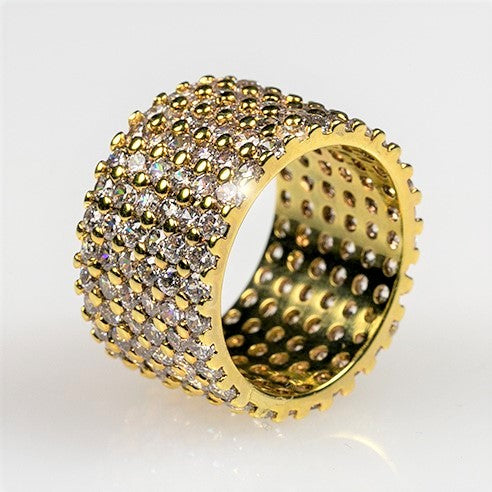 Tina Wide Paved CZ Eternity Band Ring | 22ct | 18k Gold