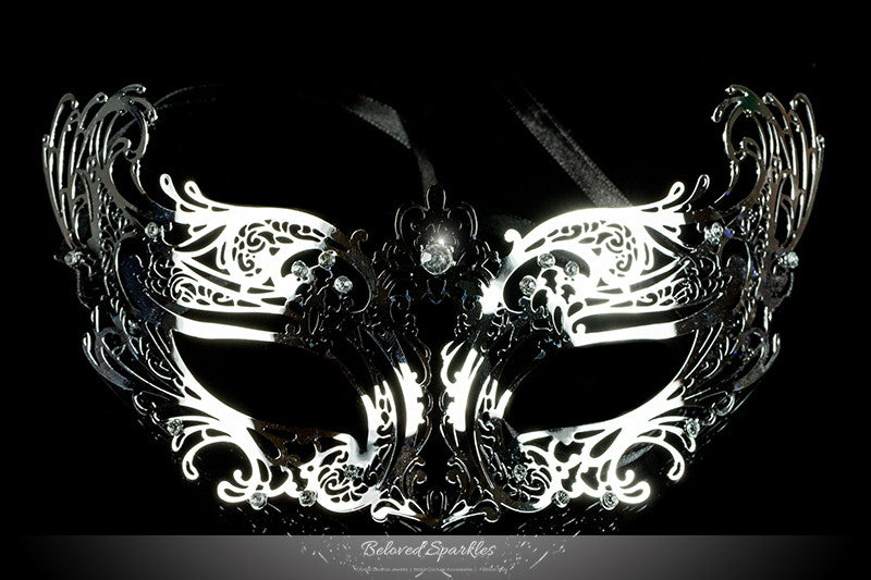 Night Visionz Lace Eye Mask in Black & Grey & Silver