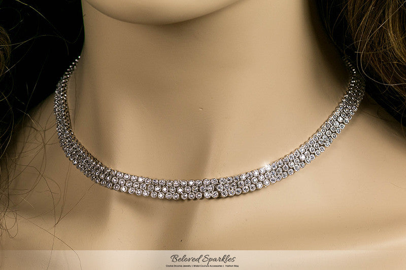 Emily Cluster Tennis Necklace Set | 47 Carat | Cubic Zirconia - Beloved Sparkles