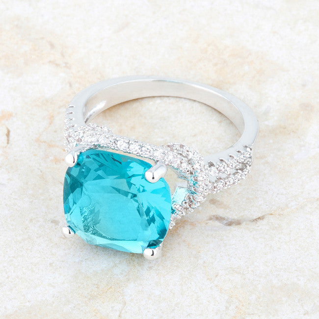 Charlene Aqua Blue Classic Statement Cocktail Ring | 8 Carat | Cubic Zirconia - Beloved Sparkles