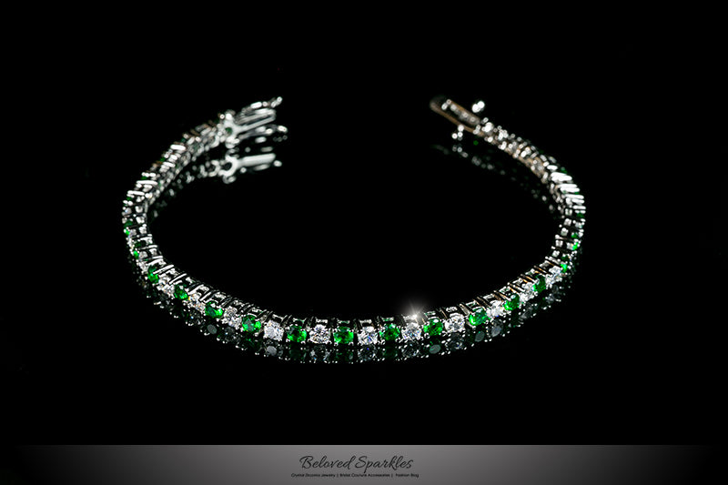 Cassidy Emerald and Clear Round  CZ Tennis Bracelet – 7in | 10ct