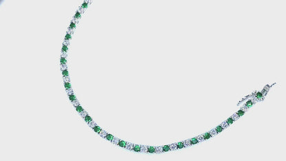 Cassidy Emerald and Clear Round  CZ Tennis Bracelet – 7in | 10ct