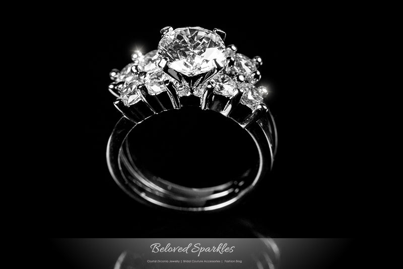 Alexis 7.5mm Round CZ Engagement Ring Set | 1.8ct | 3.7ct