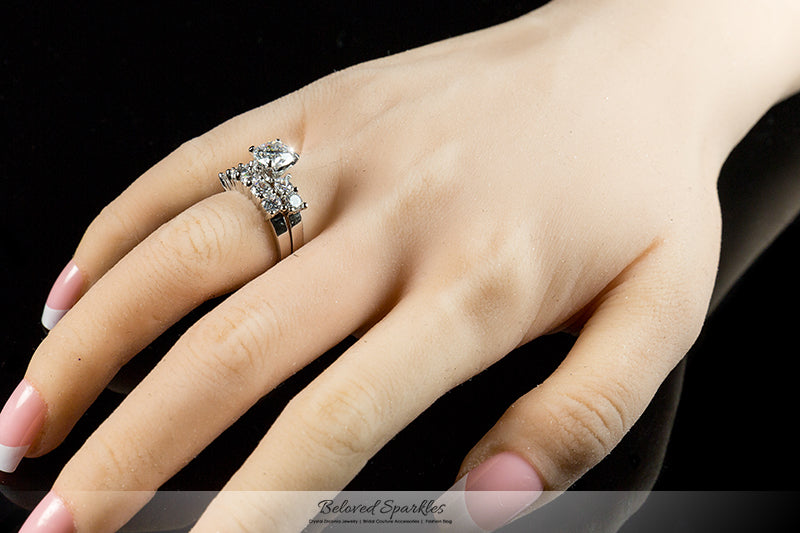 Alexis 7.5mm Round CZ Engagement Ring Set | 1.8ct | 3.7ct