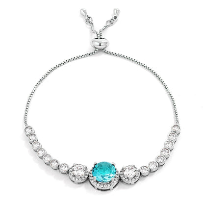 Abigail 9mm Blue Topaz CZ Bolo Slider Bracelet