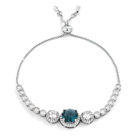 Abigail 9mm Blue Green CZ Bolo Slider Bracelet