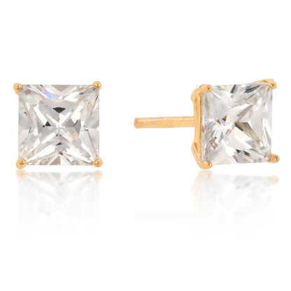 Halsey Princess Cut Gold Stud Earrings – 6mm  | 1.25ct | Sterling Silver