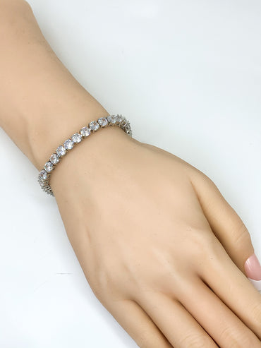 Carla 5mm Round CZ Silver Tennis Bracelet