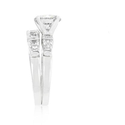 Odessa 2ct Round CZ Baguette Engagement & Wedding Ring Set | 4ct