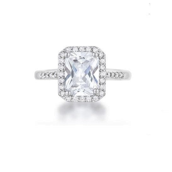 Ariana 9mm Radiant CZ Halo Engagement Ring | 3ct | 3.5ct