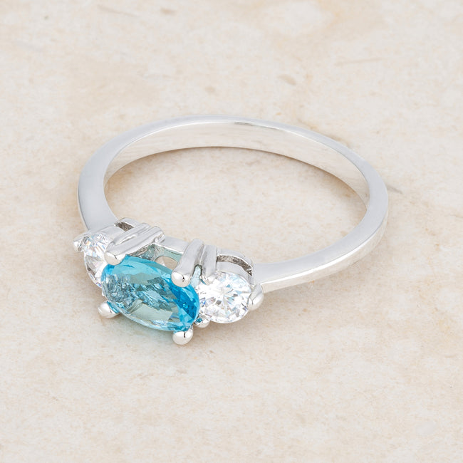 Miranna Three Stone Oval Blue Topaz Engagement Ring | 1.5ct