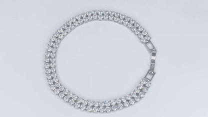 Kim 2 Row Round CZ Silver Tennis Bracelet | 20ct