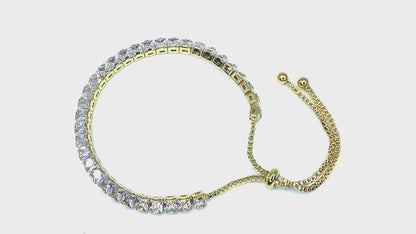 Keeley 4mm Princess CZ Gold Tennis Bolo Bracelet